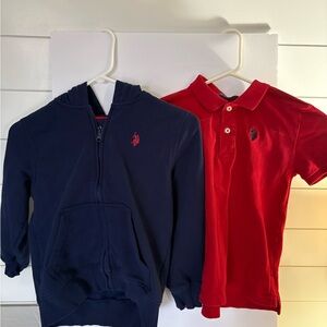 U.S. Polo Assn. Red Polo Shirt and Navy Hoodie Set